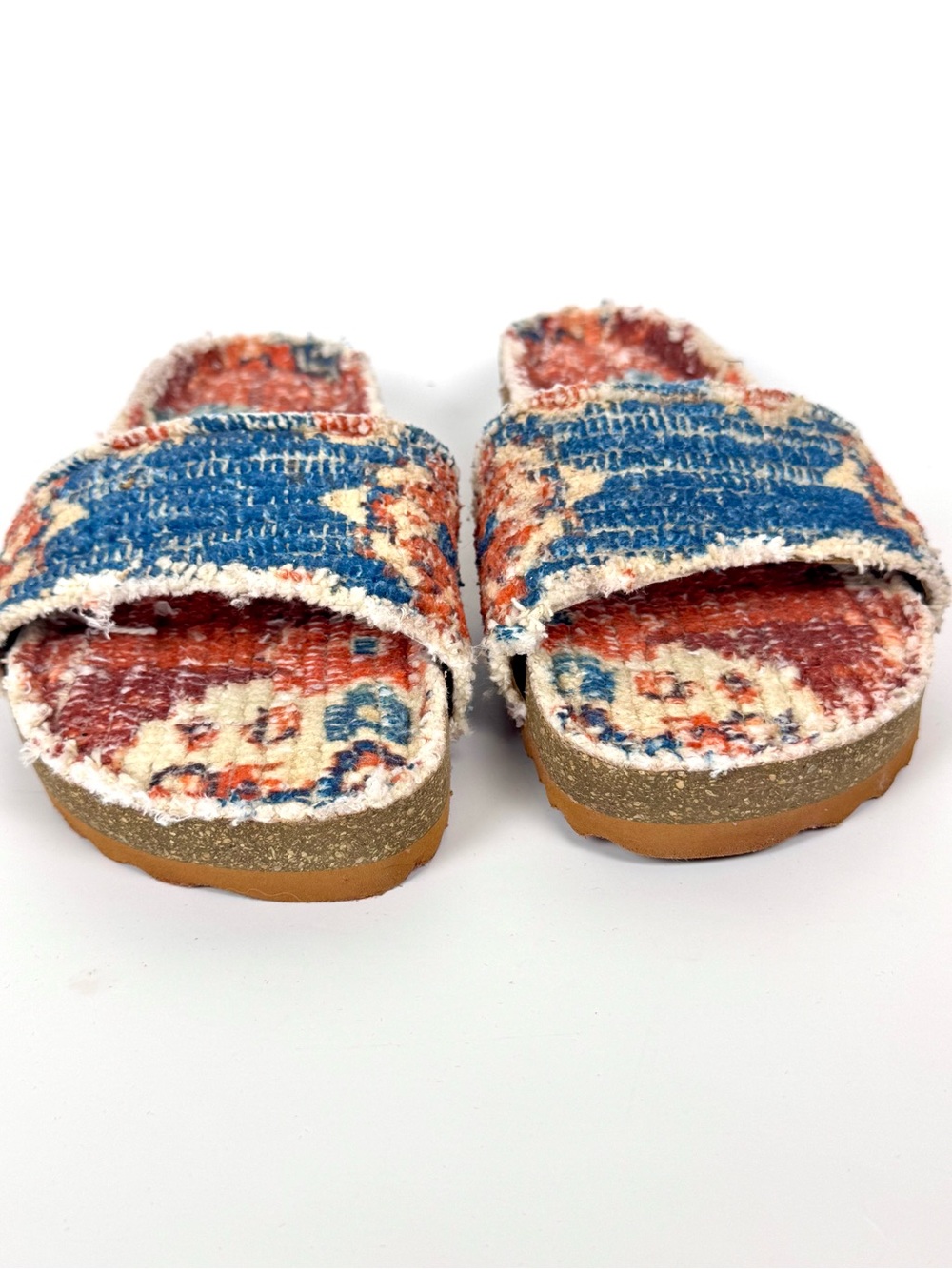 Free People Woven Wonders Footbed Sandals Navy Rust Combo Size 7 - Picture 4 of 17
